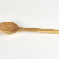 A carved wooden spoon