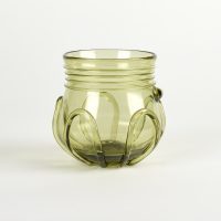 A green glass drinking vessel based on fragments from Northampton