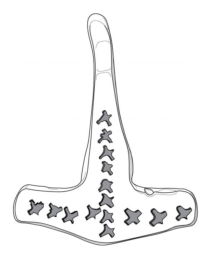Drawing of a hammer-shaped pendant or Thor's hammer
