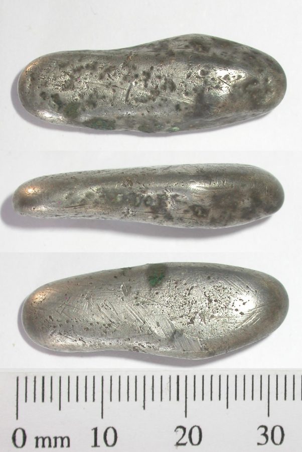 A silver ingot found in Breedon on the Hill, Leicestershire. Leicestershire County Council. (c) Portable Antiquities Scheme, CC BY-SA 4.0