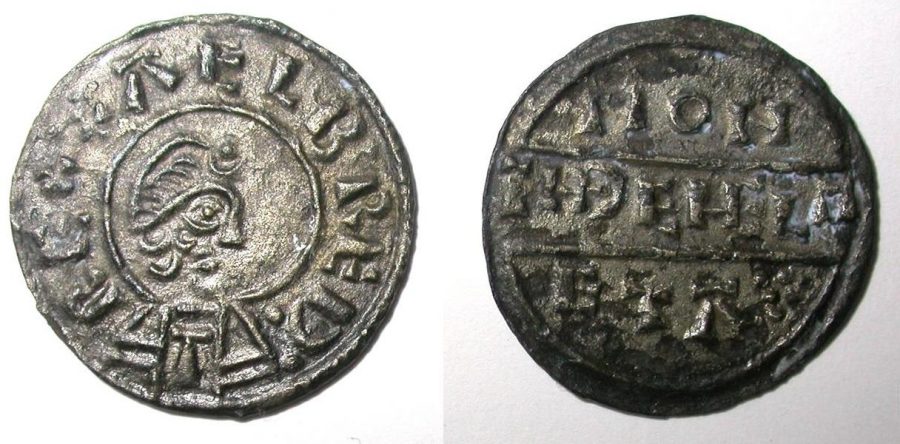 A silver penny of Alfred the Great found at Repton, Derbyshire. (c) Derby Museum and Art Gallery