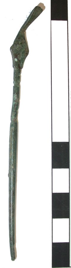 A copper-alloy expanded-head pin from Little Chester, Derbyshire. (c) Derby Museum and Art Gallery