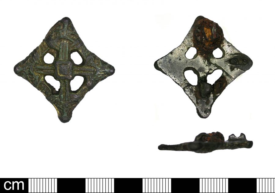 A cast copper alloy lozenge brooch found near Clipstone, Nottinghamshire. (c) Portable Antiquities Scheme, CC BY-SA 4.0