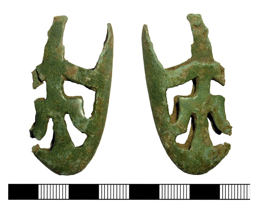 A copper-alloy scabbard chape found in Willoughby with Sloothby, Lincolnshire. (c) Portable Antiquities Scheme, CC BY-SA 4.0