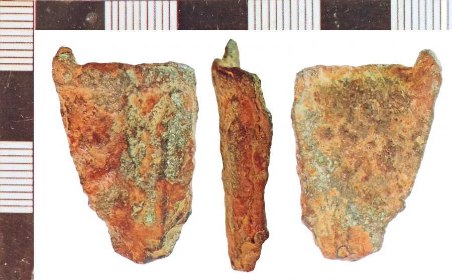 A copper-alloy scabbard chape fragment found in Ulceby with Fordington, Lincolnshire. (c) Portable Antiquities Scheme, CC BY-SA 2.0