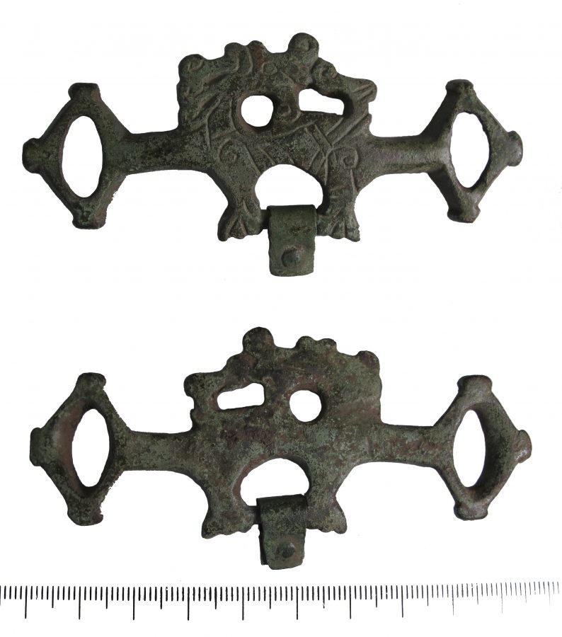 A copper-alloy harness fitting found near Saxilby with Ingleby, Lincolnshire. (c) Portable Antiquities Scheme, CC BY-SA 4.0