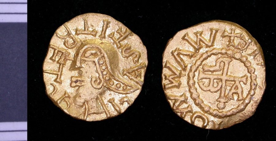 A Merovingian gold tremissis found near Tur Langton, Leicestershire. (c) Portable Antiquities Scheme, CC BY-SA 4.0