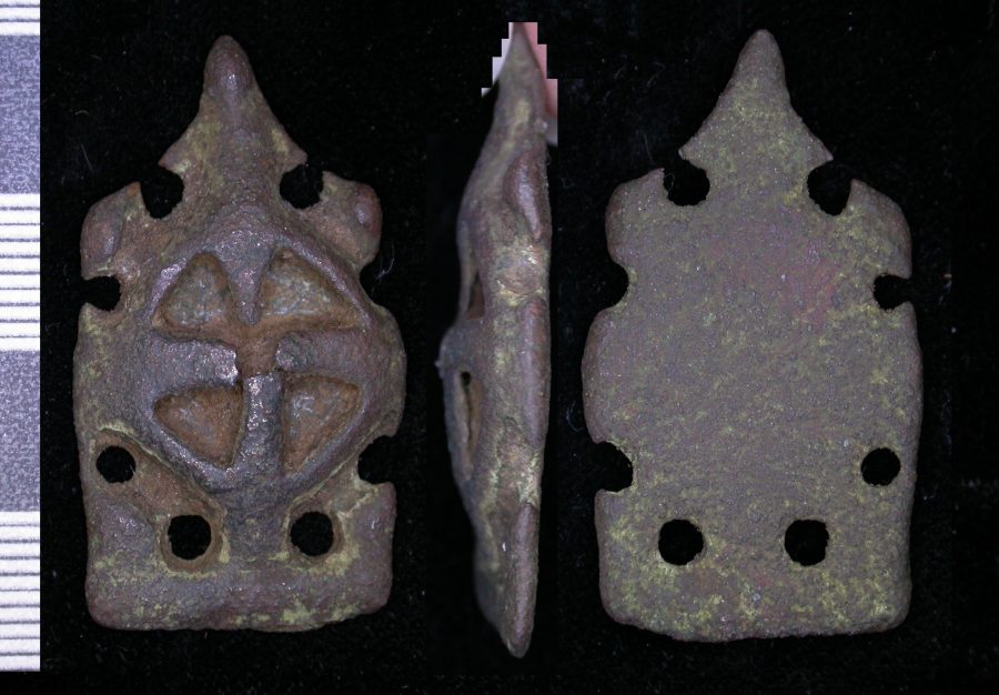 An Anglo-Scandinavian copper-alloy strap-end found near Hugglescote, Leicestershire. (c) Portable Antiquities Scheme, CC BY-SA 4.0