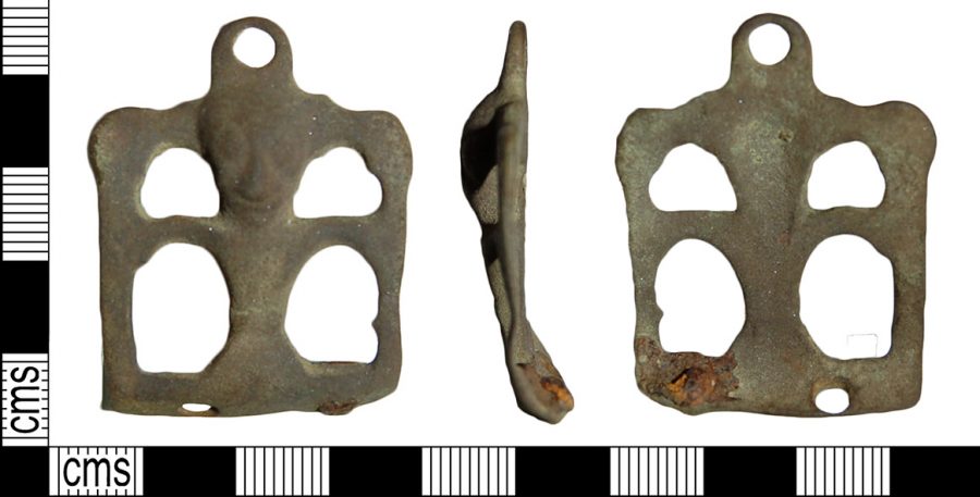 A copper-alloy stirrup mount found near Brigstock, Northamptonshire. (c) Portable Antiquities Scheme, CC BY-SA 2.0