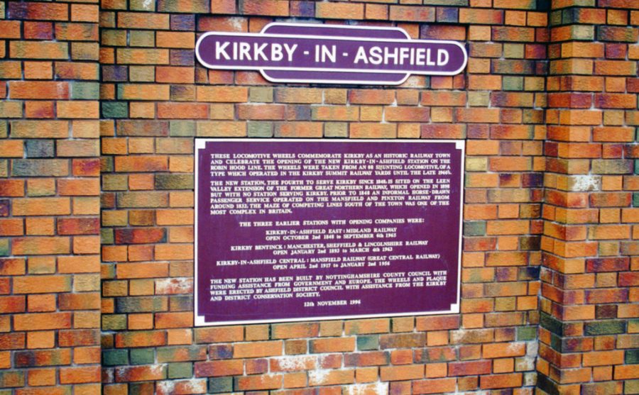 Kirkby in Ashfield sign at train station