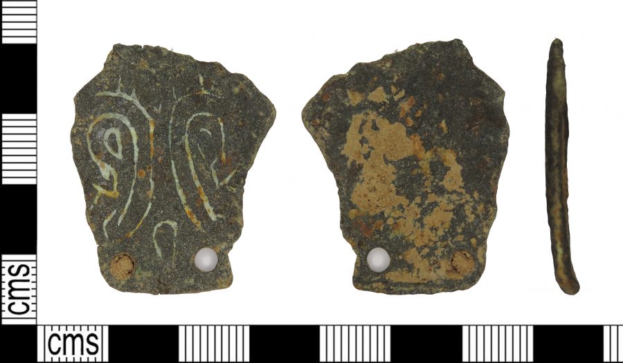 A copper-alloy stirrup-mount fragment found near Woodhouse, Leicestershire. (c) Portable Antiquities Scheme, CC BY-SA 4.0