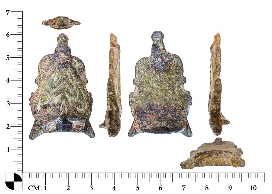 An Anglo-Scandinavian copper-alloy stirrup strap mount found near Welton le Marsh, Lincolnshire. (c) Portable Antiquities Scheme, CC BY-SA 2.0