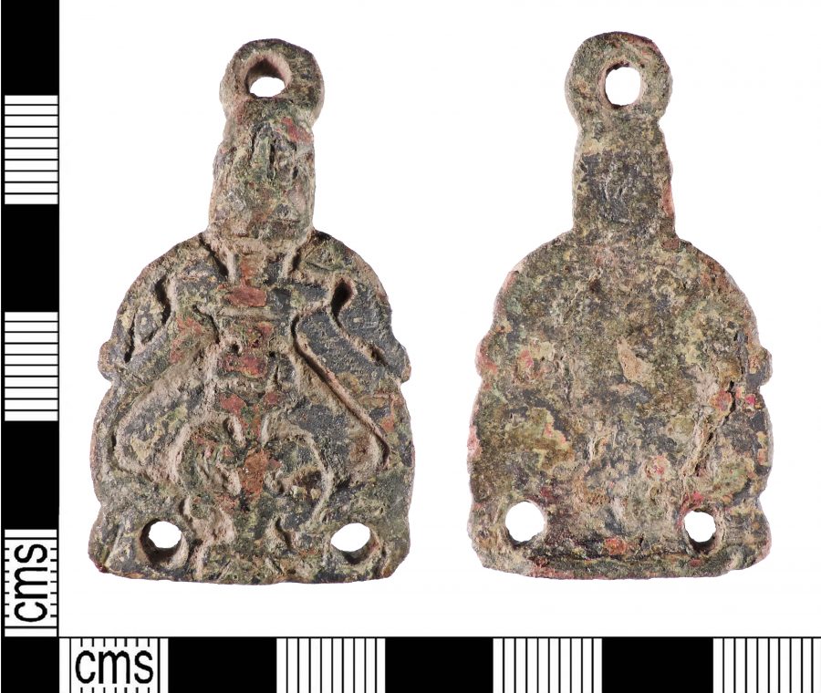 An Anglo-Scandinavian copper-alloy stirrup strap mount found near Wrangle, Lincolnshire. (c) Portable Antiquities Scheme, CC BY-SA 2.0